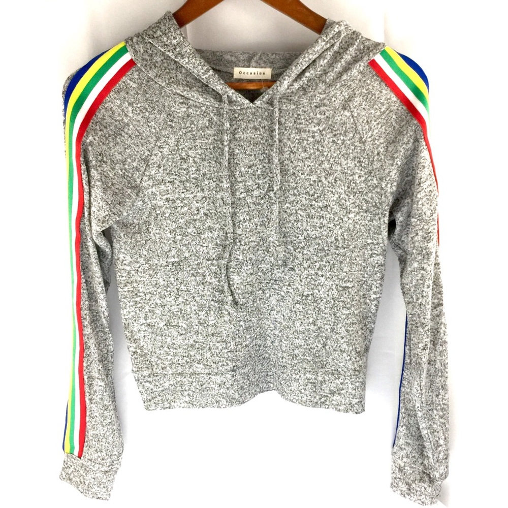 Occasion Grey Cropped Lightweight Hoodie Top XL